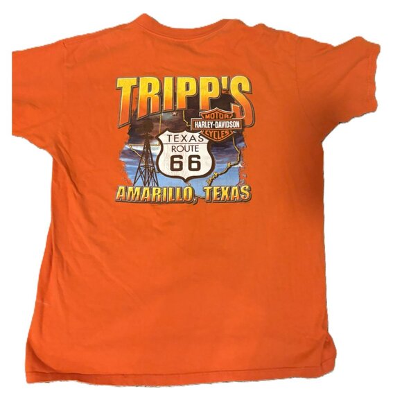 Vintage 90s Harley-Davidson Orange T-Shirt Amarillo Texas Route 66 Size XL - Picture 3 of 5
